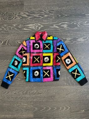 VTG 90’s MODI DENIM Sequined Tic Tac Toe Jacket